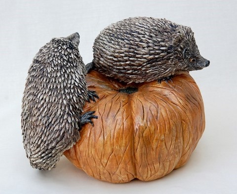 Two Hedgehogs And A Pumpkin